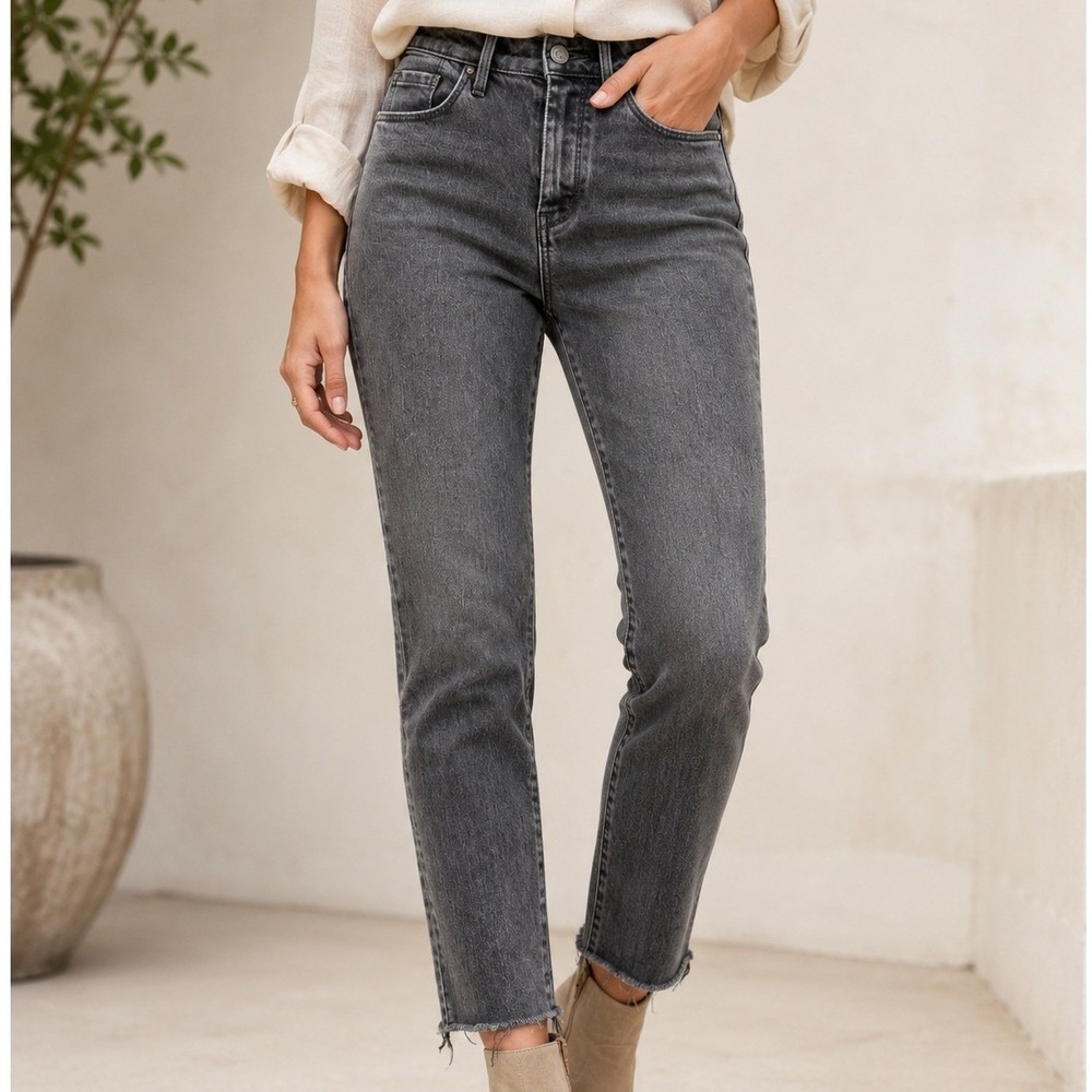 Treasure & Bond Something Navy Women High Rise Skinny Jeans Washed Black Raw Hem